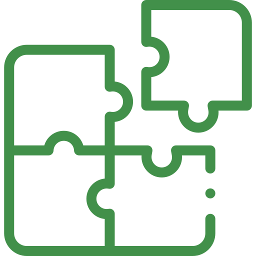 four puzzle pieces fitting together